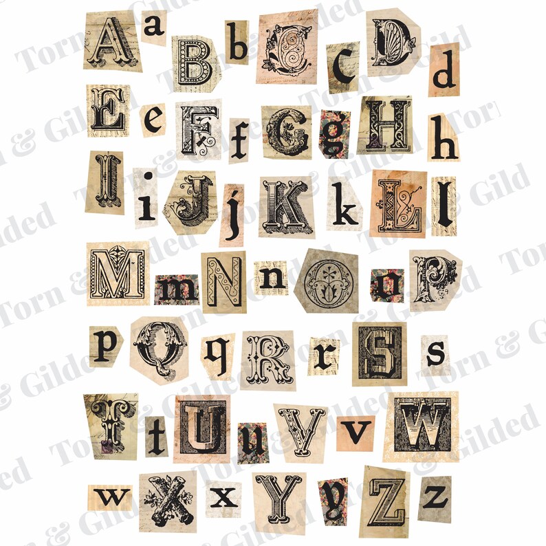 Gothic Ransom Letters Ransom Note Alphabet PNG Clipart, Vintage Gothic Letters, Junk Journal ...