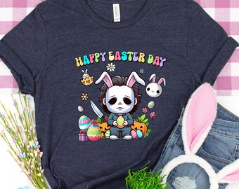 Lustiges Horror Osterhasen T-Shirt, Komfortfarben, Dye Egg&#39;s T-Shirt, Osterparodie T-Shirt, gruseliges Frühlings-T-Shirt, Unisex T-Shirt, Horror Guy Shirt
