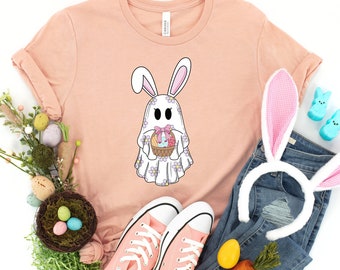 Ostern Geist Kaninchen Shirt, Ostereier Sweatshirt, Frohe Ostern Tag T-Shirt, Schmetterling Geist Rundhals, lustiges Ostertag Geschenk, Blumen T-Shirt