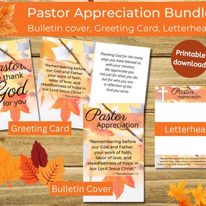 Druckbare Pastor Wertschätzung Set - Digitaler Download - Schrift - Bulletin Cover - Briefkopf - Grußkarte - Printable Bundle