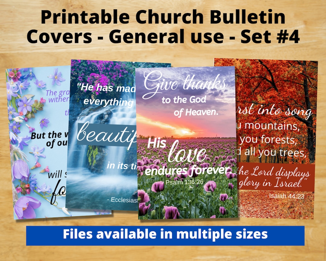 Printable Church Bulletin Covers General Use Set 4 Multiple Sizes