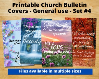 Printable Church Bulletin Covers - General Use Set 4 - Multiple sizes! - Digital download