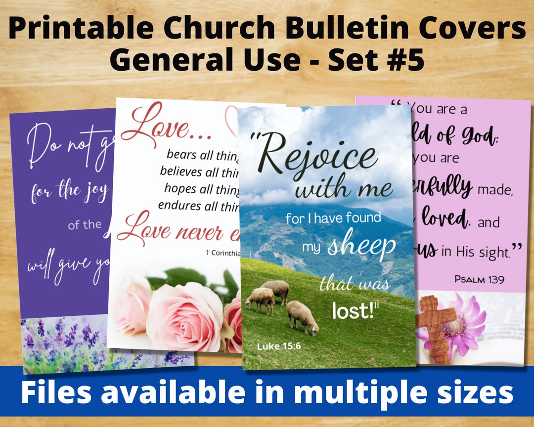 Printable Church Bulletin Covers - General Use Set 5 - Multiple Sizes ...