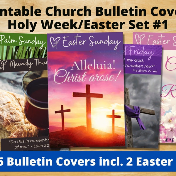 Printable Church Bulletin Covers - Holy Week and Easter Set #1 - Multiple sizes! - Digital download