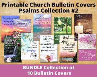 Printable Church Bulletin Covers - Psalms Collection SET #2 - Bundle of 10 Covers - Multiple sizes! - Digital download