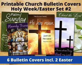 Printable Church Bulletin Covers - Holy Week and Easter Set #2 - Multiple sizes! - Digital download