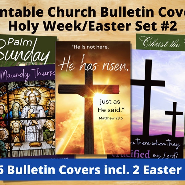Printable Church Bulletin Covers - Holy Week and Easter Set #2 - Multiple sizes! - Digital download