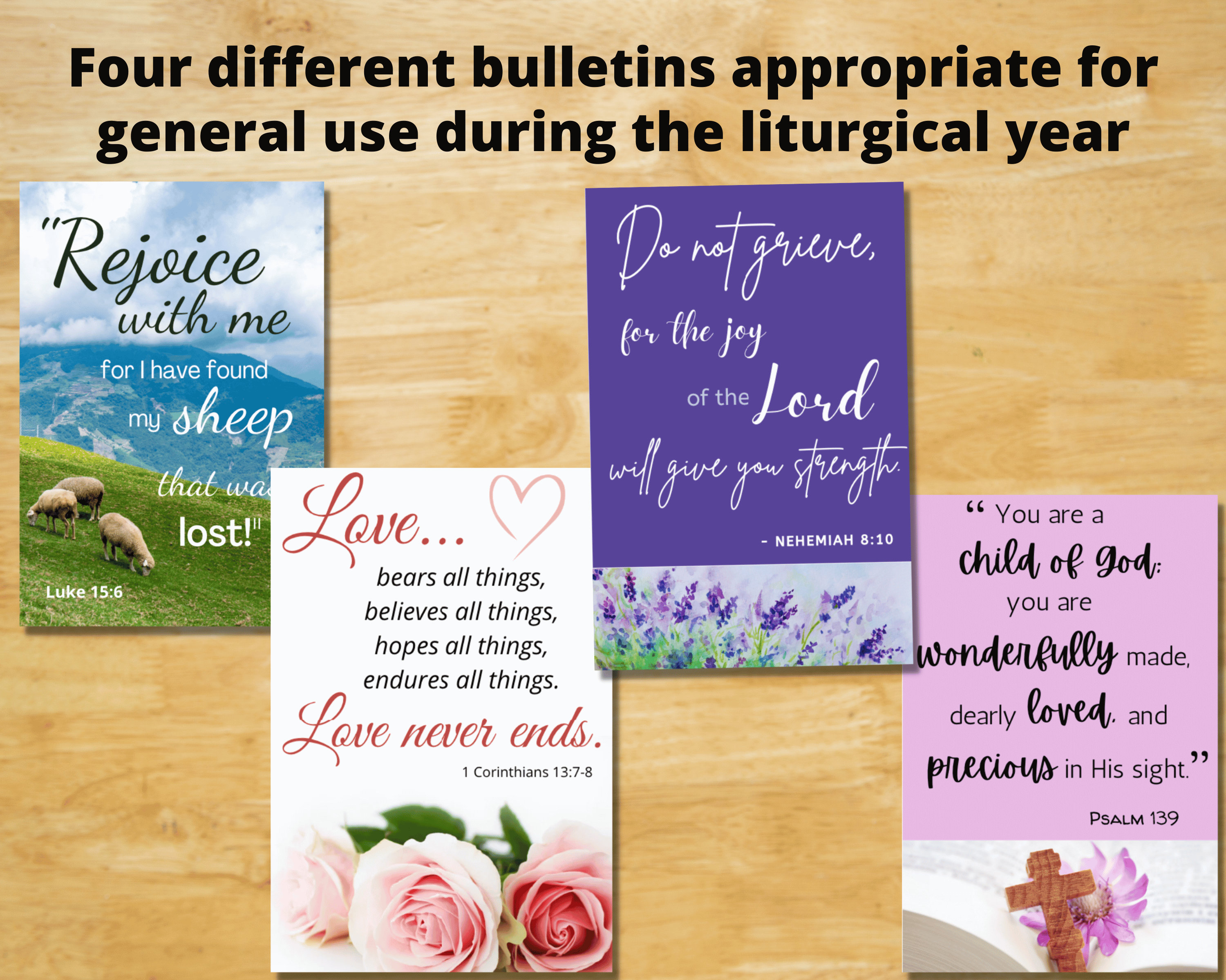 Printable Church Bulletin Covers General Use Set 5 Multiple Sizes
