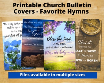 Printable Church Bulletin Covers - Favorite Hymns for General Use - Multiple sizes! - Digital download