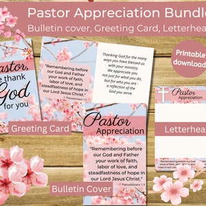 Set di apprezzamento del pastore stampabile Tema primaverile - Download digitale - Scrittura - Copertina del bollettino - Carta intestata - Biglietto d'auguri - BUNDLE