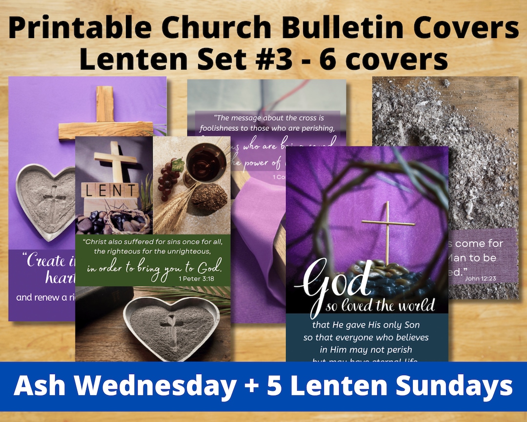 Printable Church Bulletin Covers Lenten Set 3 Ash Wednesday 5 Sundays
