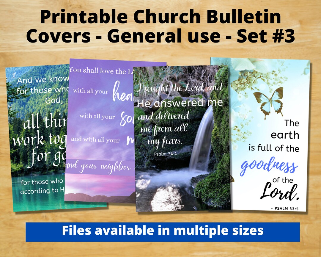 Printable Church Bulletin Covers General Use Set 3 Multiple Sizes