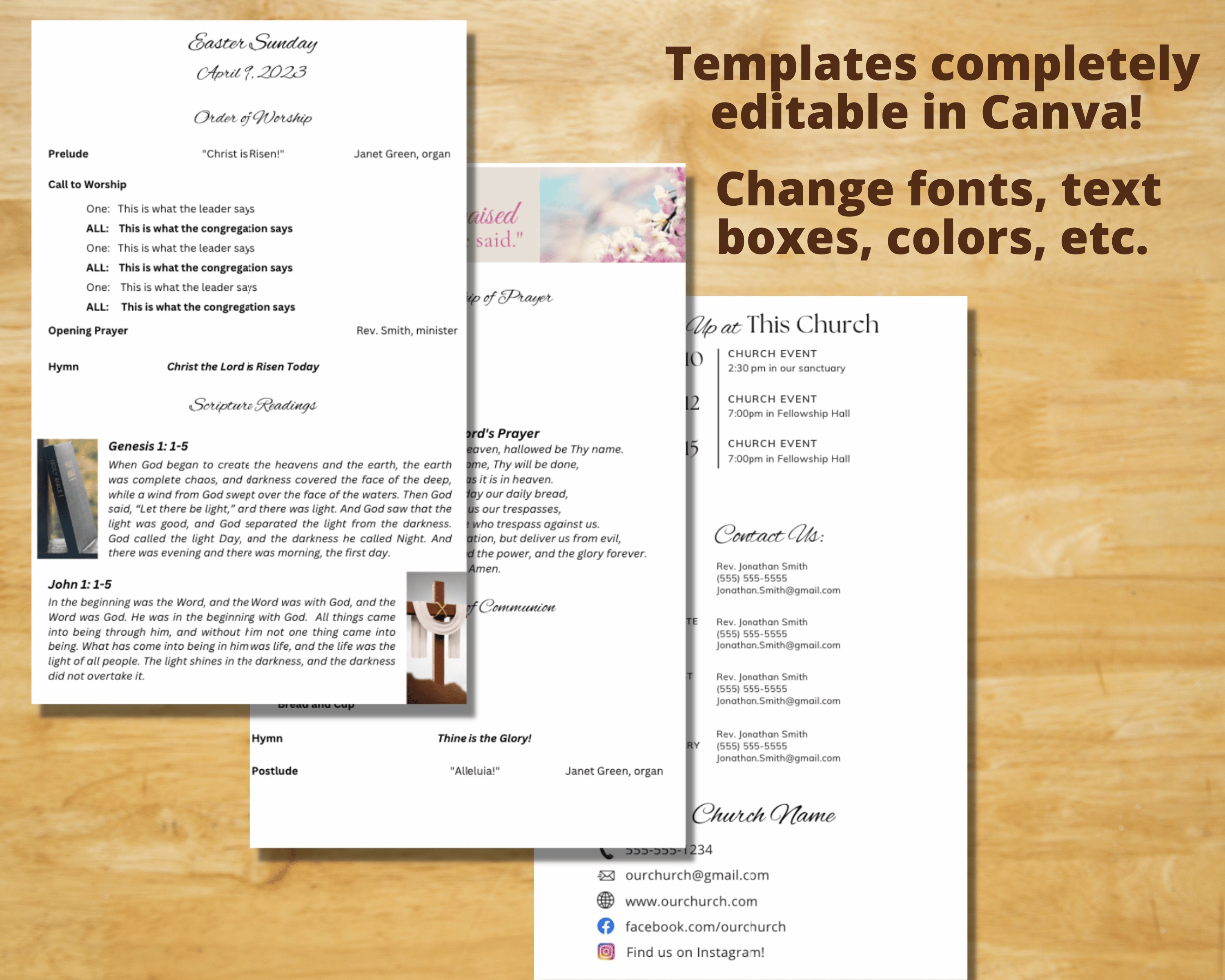 EDITABLE Church Bulletin Covers 3 Foldable Bulletins 5.5x8.5 Good ...