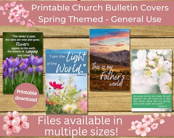 Printable Church Bulletin Covers - SPRING theme General Use - Multiple sizes! - Digital download