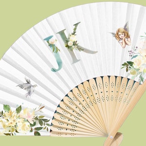 Bulk gepersonaliseerd papier handwaaiers, huwelijksgeschenken, feestartikelen, promotiegeschenk, jubileumgeschenken, Lam's sjabloon-strand- en palmbomen