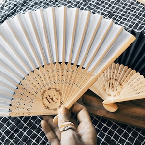 Laser Engraved White  Silk  Hand Fans,Personalized Bamboo silk Fans 21cm ,Monogram  Wedding Fans,  Special Event,Party Favors,icon,symbols