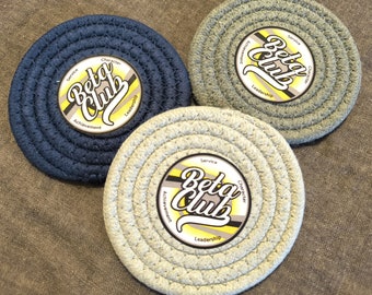 Personalized Cotton Rope Coaster 11 cm,Logo/Name on coaster, place card,wedding,Party favors,baby shower,Family  gifts