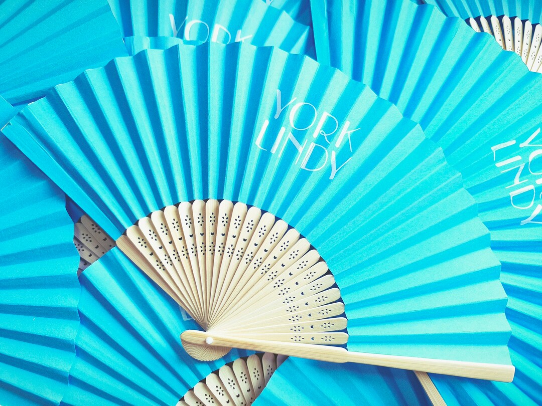 Personalized Sky Blue Paper Hand Fans ,monogram Wedding Gifts, Custom ...