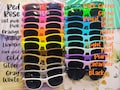 Bulk Personalized Sun Glasses,Wedding Gifts,Colorful Wholesale Sunglasses,Party Favors Print Text on Arms,Cool/Warm colors,Novelty ideas product logo