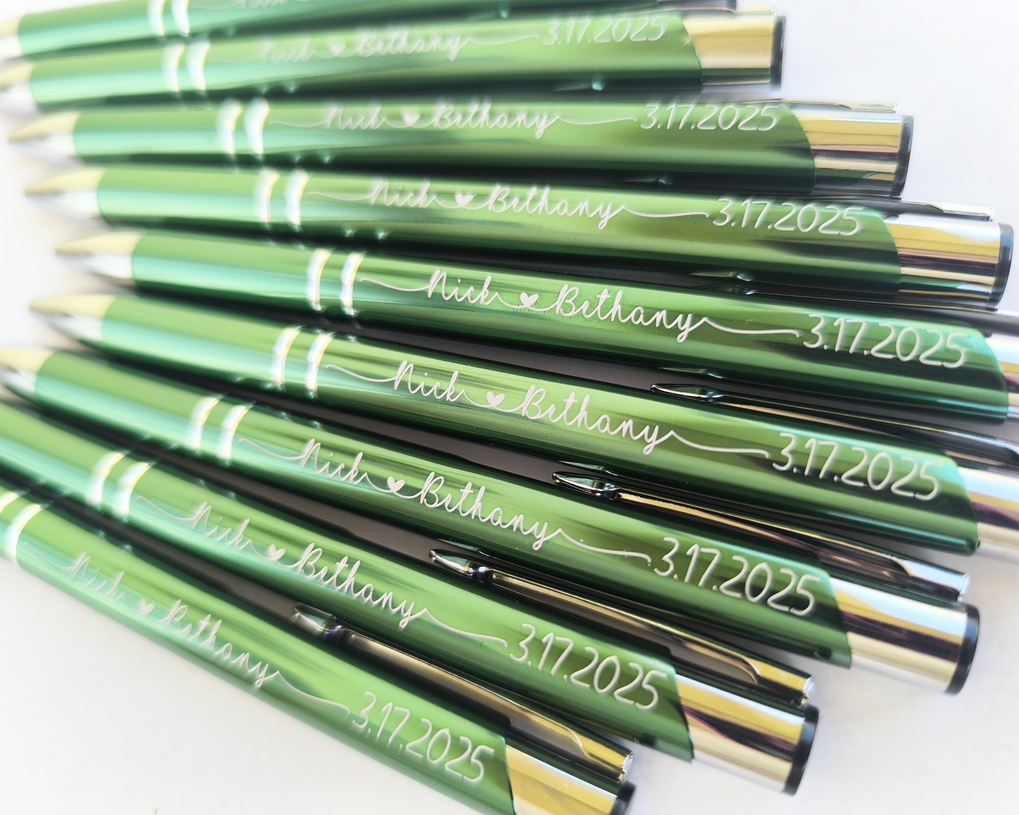 Bulk Personalized  Green Ball pen Engraving,Gift pen,wedding gift,Party favors,baby shower,Anniversary engraved gifts