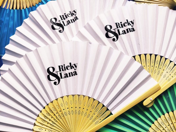 Logo Print on Paper Fans monogram Wedding Gifts party Favors anniversary Gifts With Design 88 Cm 1 Color Print on Fan Face handle Etsy Canada