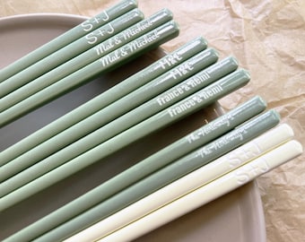 Personalized Sage color Ceramic Chopsticks,Gifts,Decors,Wedding Favors,with Custom logo/text
