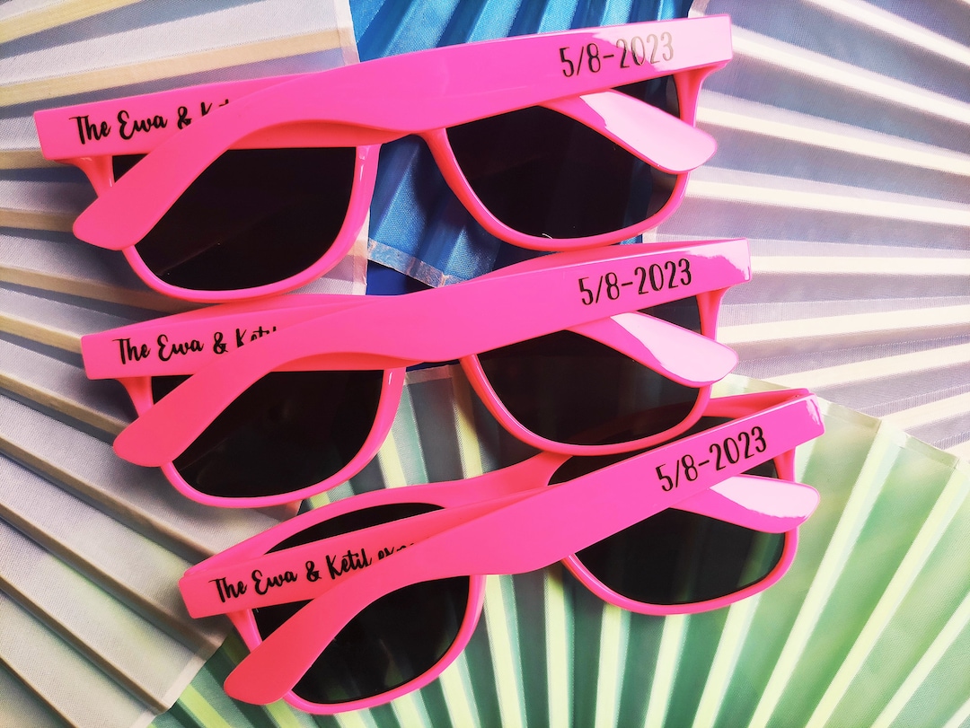 Hot Pink Personalized Sun Glasses,wedding Gifts,colorful Wholesale Sunglasses,party Favors Print