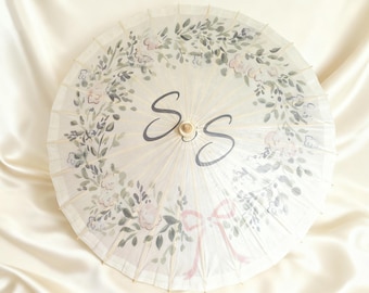 Personalisierte Vintage Weiß Papier Hochzeit Sonnenschirm Regenschirm.Hochzeit Dekor/Gastgeschenke/Brautjungfern Geschenke
