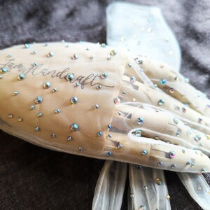 Women Sexy Luxury Gold Rhinestones Mesh Long Gloves Dancer Singer Nightclub Stage Party Show Accessories Sparkly Decoration