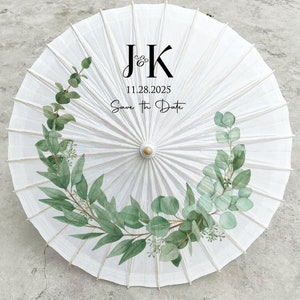 Ombrello parasole da matrimonio personalizzato da 33" in carta bianca vintage. Bomboniere per matrimoni/feste/regali/cartello di benvenuto, accessorio per damigelle/striscione