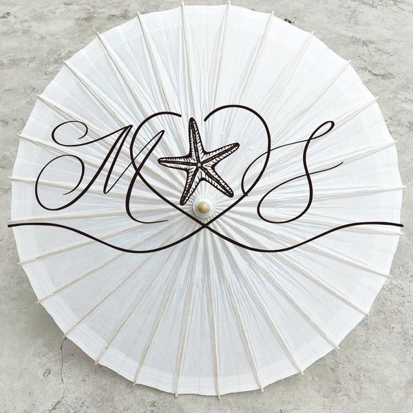 Personalized 33" Vintage White Paper Wedding Parasol umbrella.Wedding/Party favors/Gifts/Welcome Sign,Flower Girl Accessory/Banner