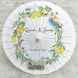 Personalized 33&quot; Vintage White Paper Wedding Parasol umbrella.Wedding/Party favors/Gifts/Welcome Sign,Flower Girl Accessory/Banner