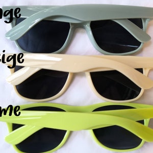 Bulk Personalized Sun Glasses,Wedding Gifts,Colorful Wholesale Sunglasses,Party Favors Print Text on Arms,Cool/Warm colors,Novelty ideas image 5