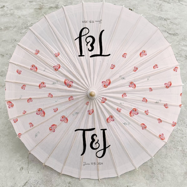 Personalized 33" Vintage White Paper Wedding Parasol umbrella.Wedding/Party favors/Gifts/Welcome Sign,Flower Girl Accessory/Banner