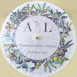 Personalized 33&quot; Vintage White Paper Wedding Parasol umbrella.Wedding/Party favors/Gifts/Welcome Sign,Flower Girl Accessory/Banner