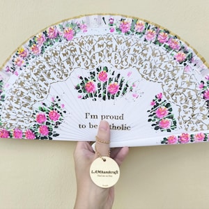 Personalized Hand painted Spanish hand fan /small vintage Wooden fan,Personalized your name/Logo. Stage  Performance/Party favors- 21 cm