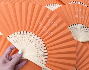 Personalized Orange paper fans,monogram wedding gifts,Party decors/Favors,logo in 7*7 cm,event fast shipping