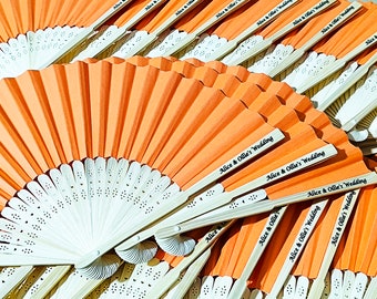 Orange paper fans ,Personalized/Promotion gift,anniversary gifts,party favors,wedding/Bridal shower/Baby shower/team/crew gifts