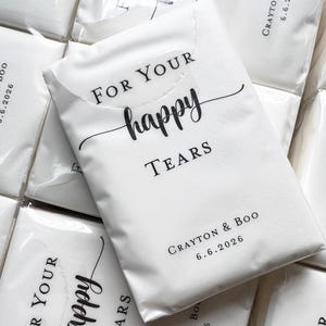 Personalized wedding Tissue,Happy Tears Tissue Packs,Custom Wedding Favors Ceremony Pack of 10