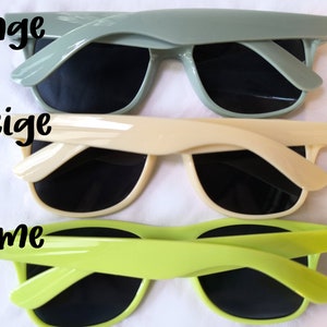 Bulk Personalized Sun Glasses,Wedding Gifts,Colorful Wholesale Sunglasses,Party Favors Print Text on Arms,Cool/Warm colors,Novelty ideas image 2