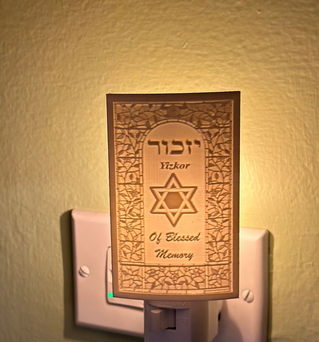 New Designelectric Yahrzeit Light Jewish Star With a Floral Border Etsy