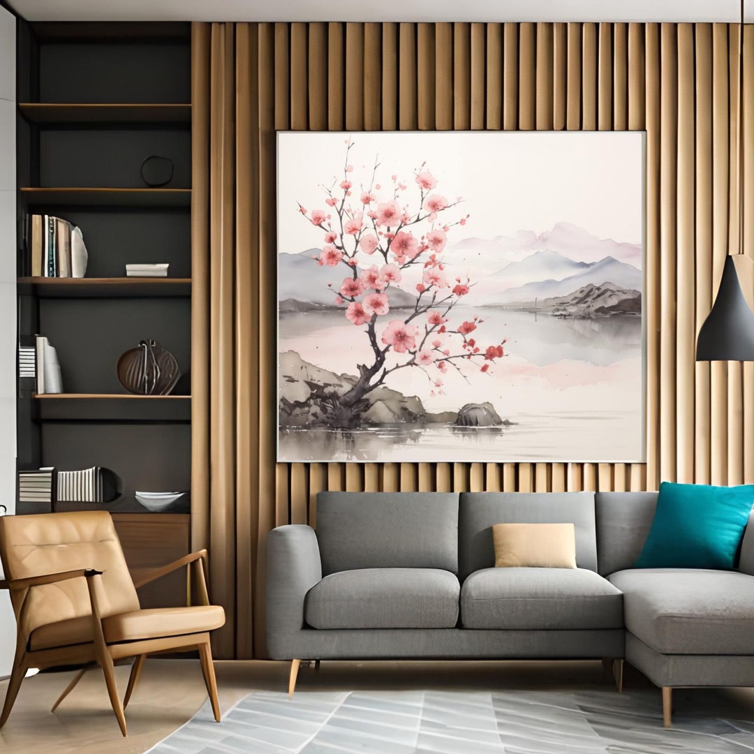 Japanese Flower Wall Art Cherry Blossoms Japanese Art Print Watercolor ...