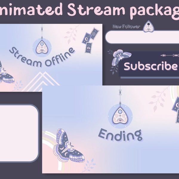 Witchy Animated Stream Pack | Magical Overlay | Twitch package | Overlays, Stream Scenes, Webcam Border, Panels & Alerts | Cosmic