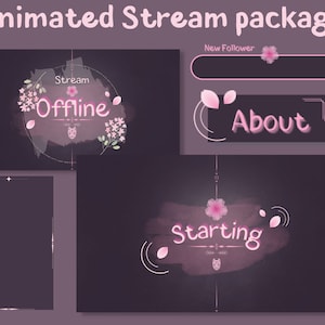 Sakura Animated Stream Pack | Cherry Blossom Overlay | Twitch package | Overlays, Stream Scenes, Webcam Border, Panels & Alerts | Kitsune