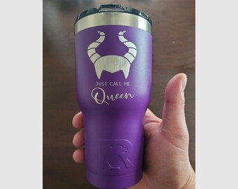 Maléfica - Just Call me Queen / Vaso grabado de 20 oz / Vaso RTIC