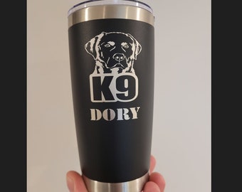 Vaso Labrador K9 / Vaso grabado personalizado de 20 oz / Vaso personalizado