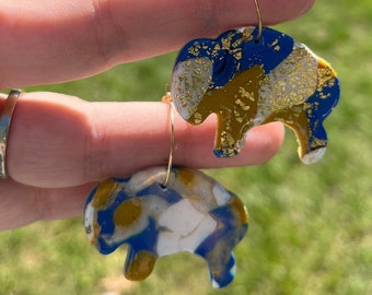 Buffalo Earrings - blue and gold