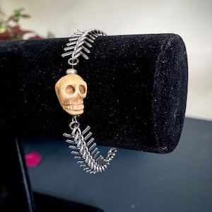 Fishbone Chain Bracelet with Ox Bone Charm