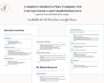 Small Business Plan Template, 2026 Planner (Microsoft Word & Google Docs Instant Download)