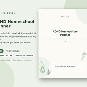 ADHD Homeschool Planner Printable, Loop Schedule for Neurodivergent Kids PDF, Homeschool Lesson Planner, Back to School Family Organizer